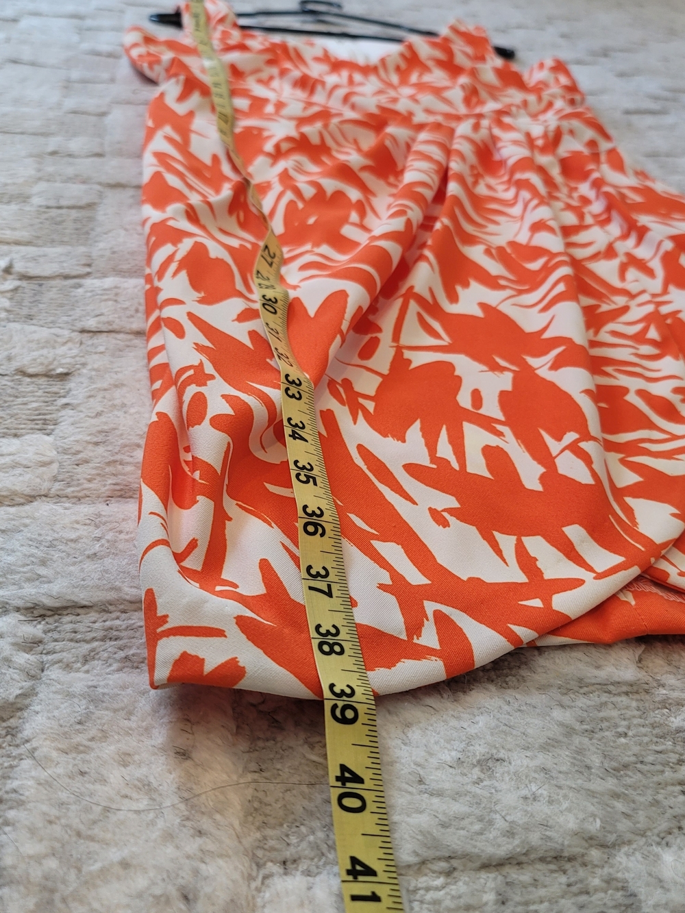 LONDON TIMES Orange and White Abstract Leaf Print Sleeveless Dress Size 10 - Picture 8 of 9